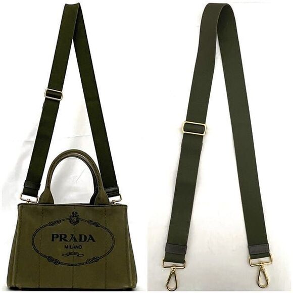 Prada 2 Way Bag Canapa Tote F22949 Khaki - Picture 2 of 10